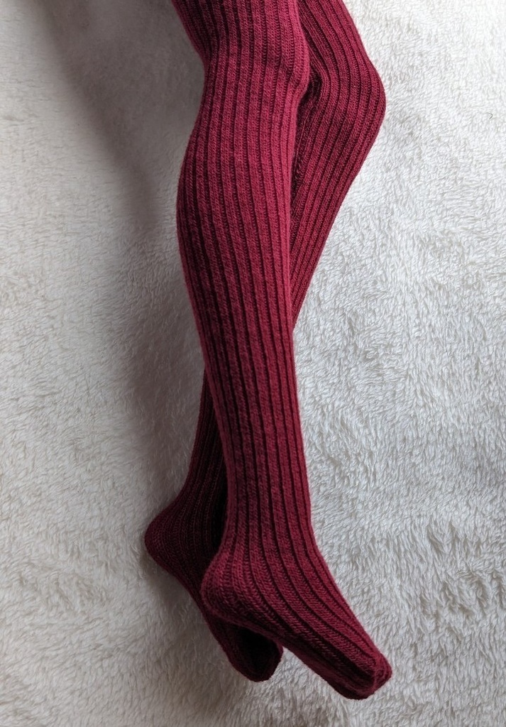 DDサイズ タイツ リブニット ボルドー DDDY着用可能