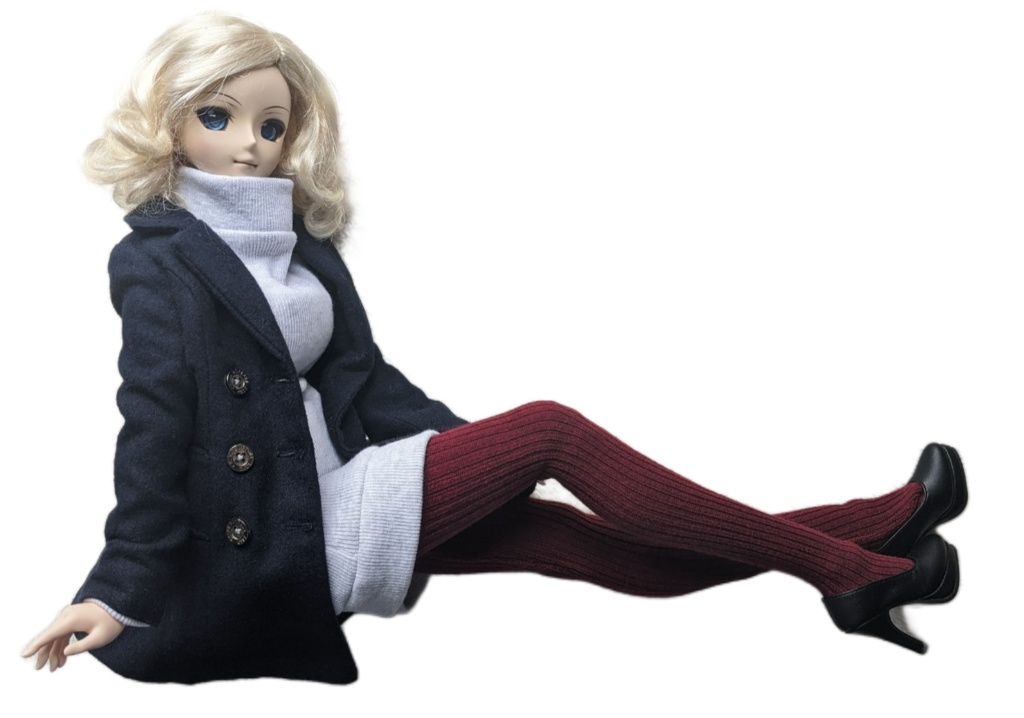 DDサイズ タイツ リブニット ボルドー DDDY着用可能