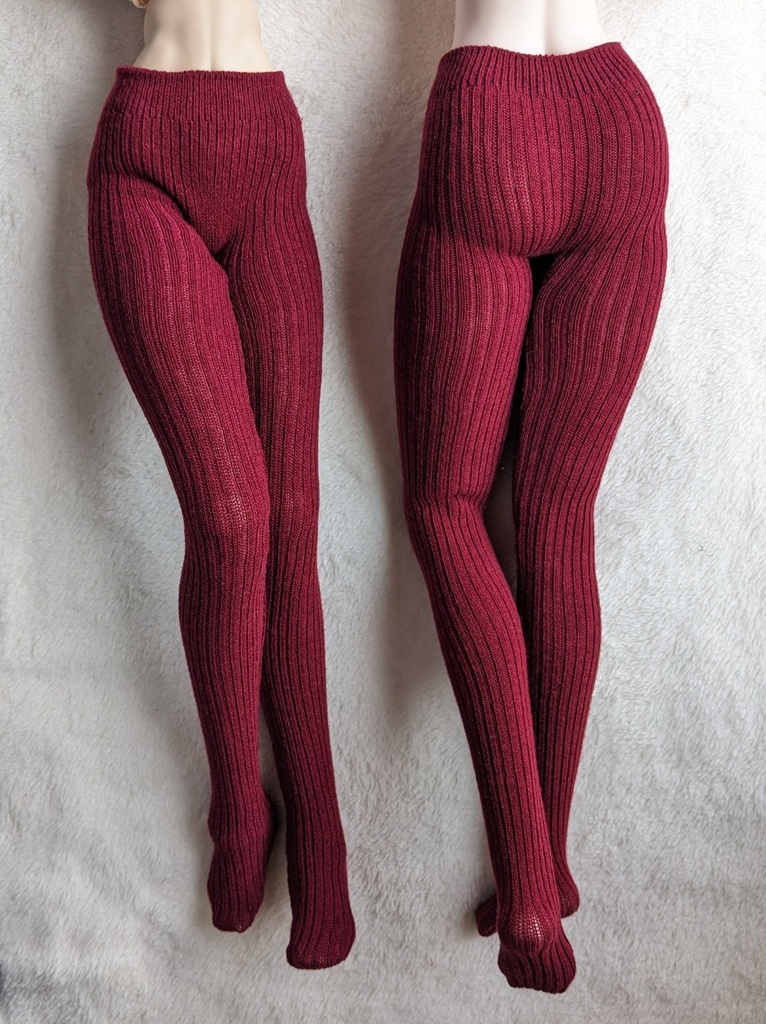 DDサイズ タイツ リブニット ボルドー DDDY着用可能