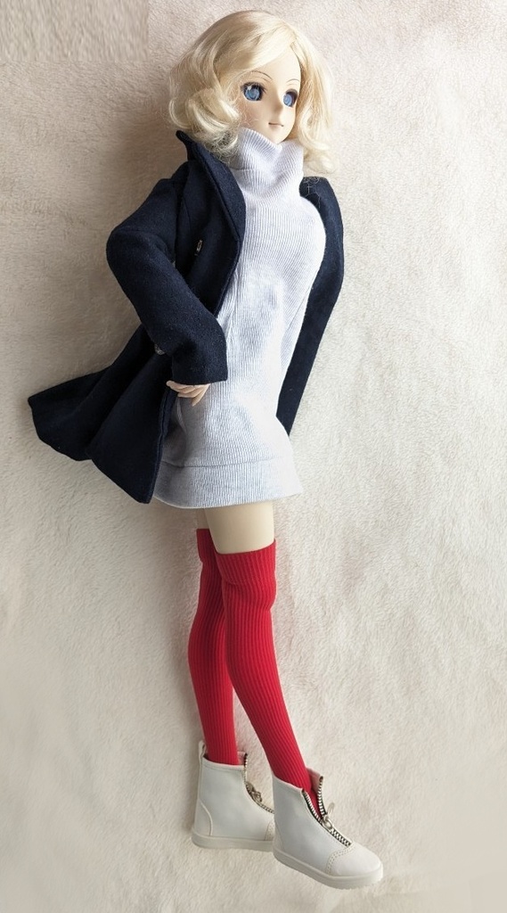 last1 1/3フリーサイズ ニーソックス リブニット レッド MDD・DDP・DD・DDDY着用可能