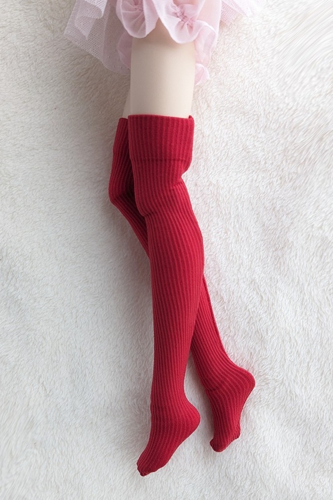 last1 1/3フリーサイズ ニーソックス リブニット レッド MDD・DDP・DD・DDDY着用可能