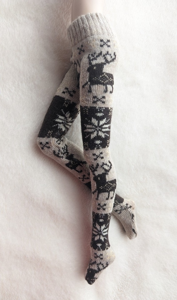 last1 DDPサイズ タイツ サイドトナカイ カプチーノ・珈琲 一点のみ