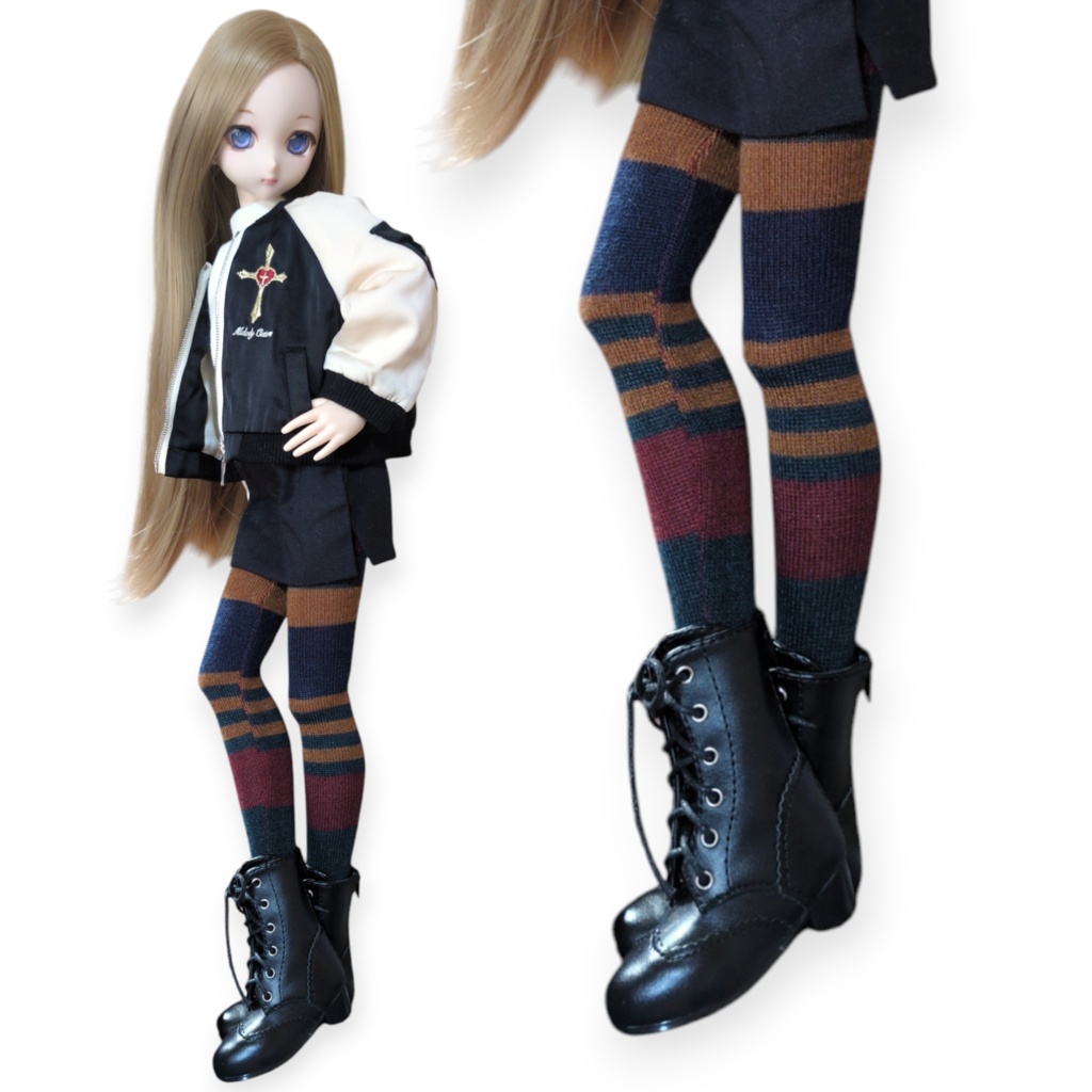 DDPサイズ タイツ ヒッピーストライプ ボルドー