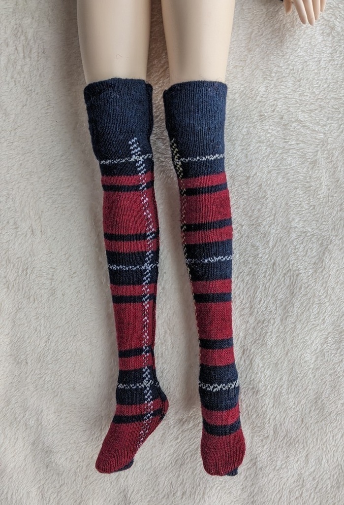 1/3フリーサイズ ニーソックス タータンチェック レッド MDD,DDP、DDなどに着せられるソックス