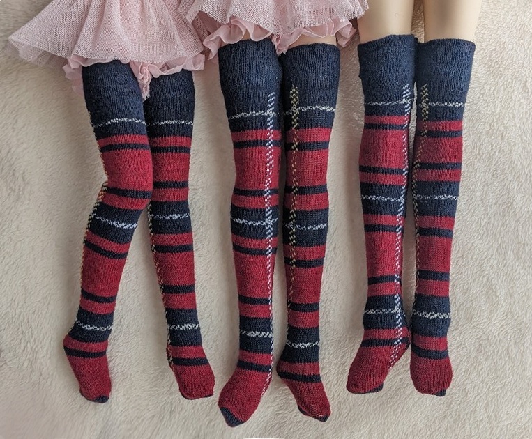 1/3フリーサイズ ニーソックス タータンチェック レッド MDD,DDP、DDなどに着せられるソックス