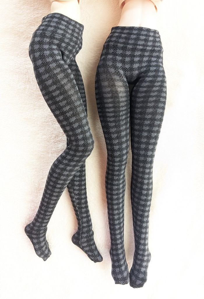 last1 DD系サイズ ハイゲージタイツ シェパードチェック 灰×黒 DDDY着用可能