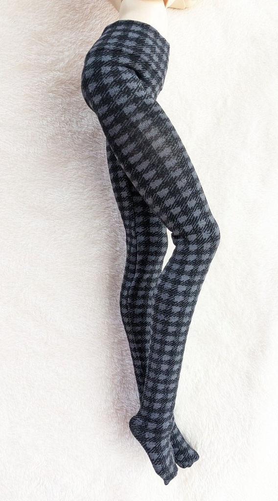 last1 DD系サイズ ハイゲージタイツ シェパードチェック 灰×黒 DDDY着用可能