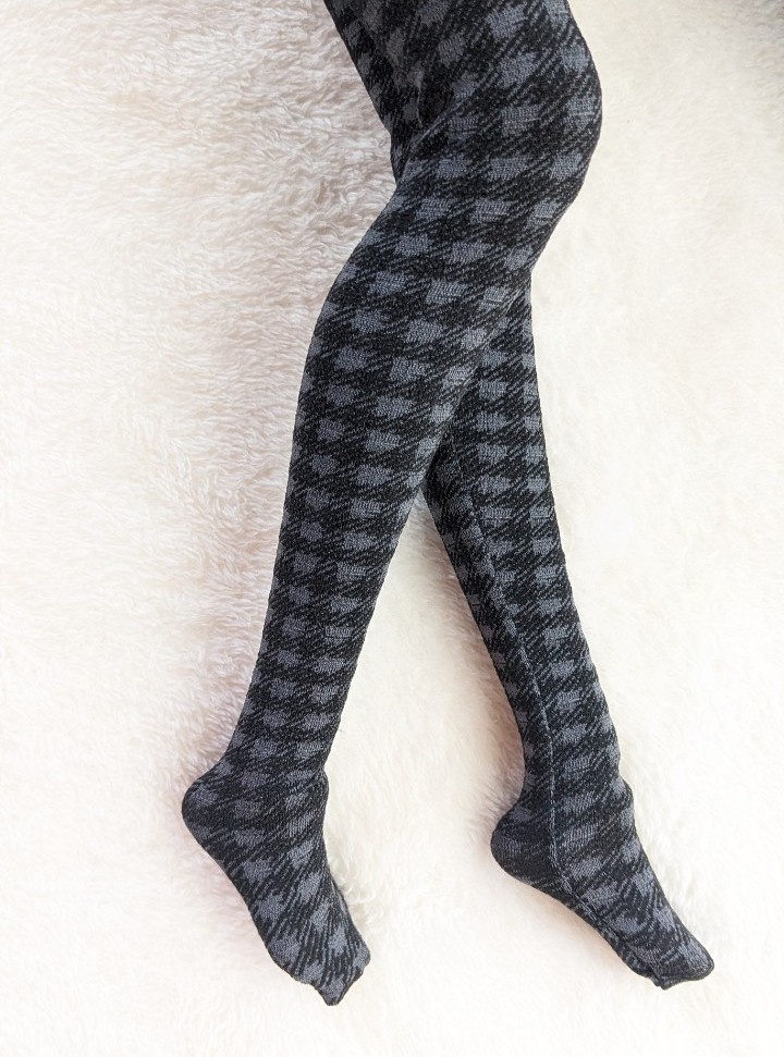 last1 DD系サイズ ハイゲージタイツ シェパードチェック 灰×黒 DDDY着用可能