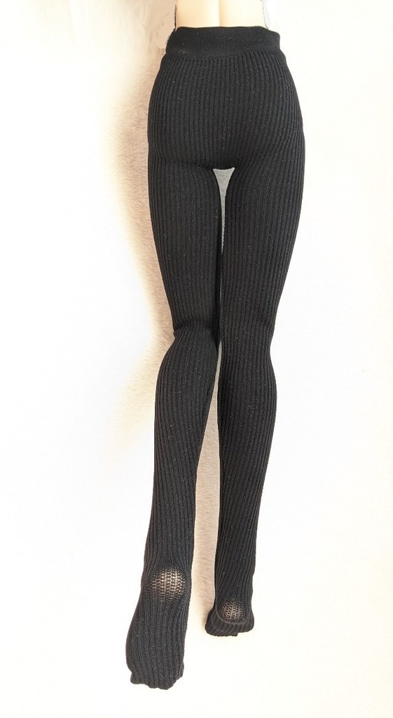 DDP系サイズ ハイゲージタイツ リブニット 黒