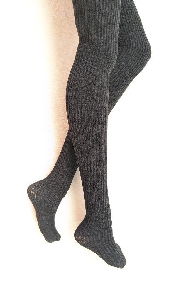 DDP系サイズ ハイゲージタイツ リブニット 黒