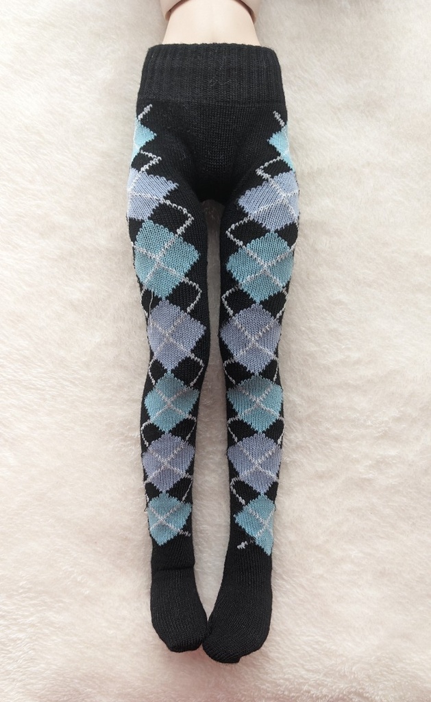 MDD系サイズ タイツ サイドアーガイル 黒・水・翠