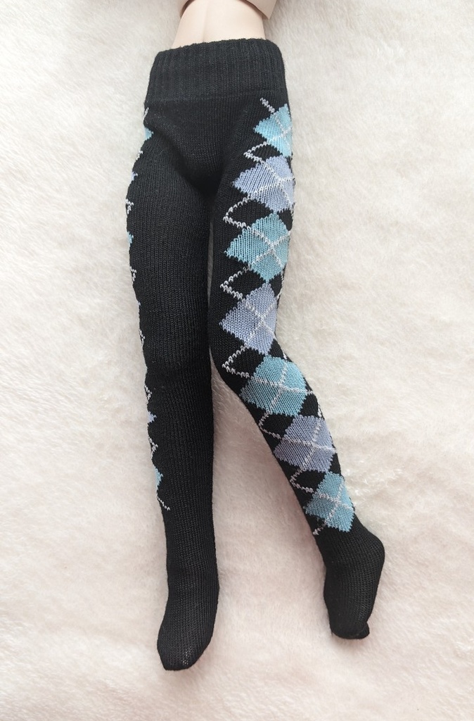 MDD系サイズ タイツ サイドアーガイル 黒・水・翠