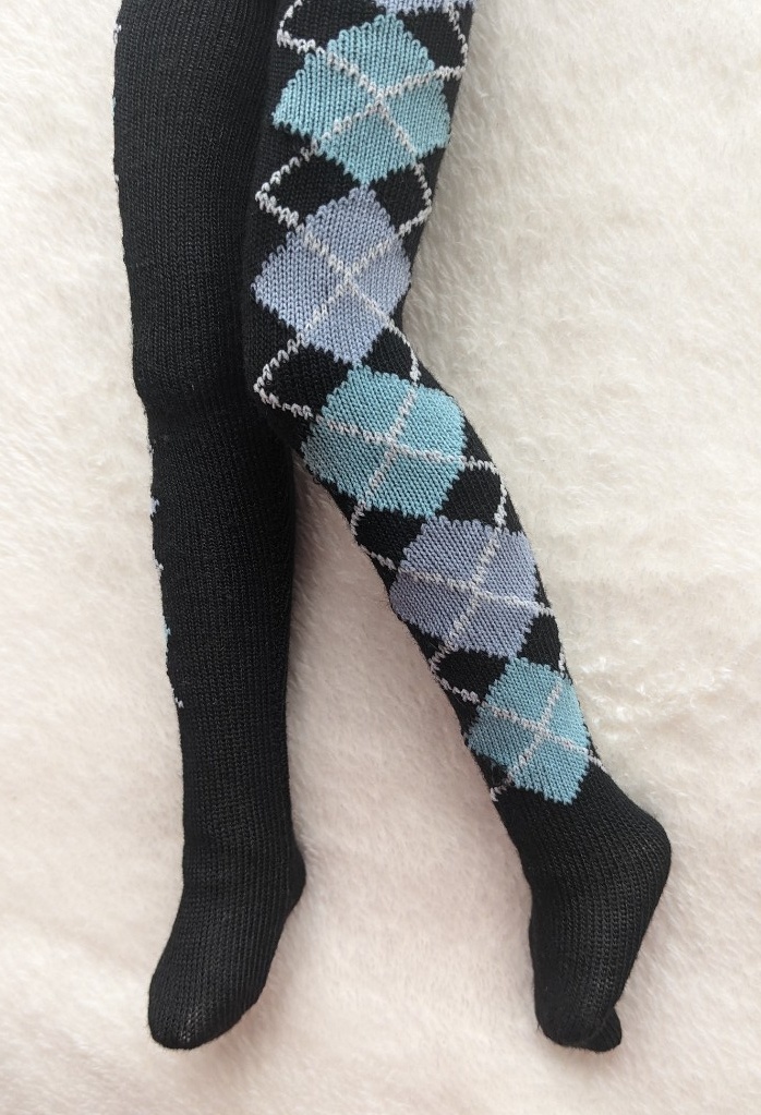 MDD系サイズ タイツ サイドアーガイル 黒・水・翠