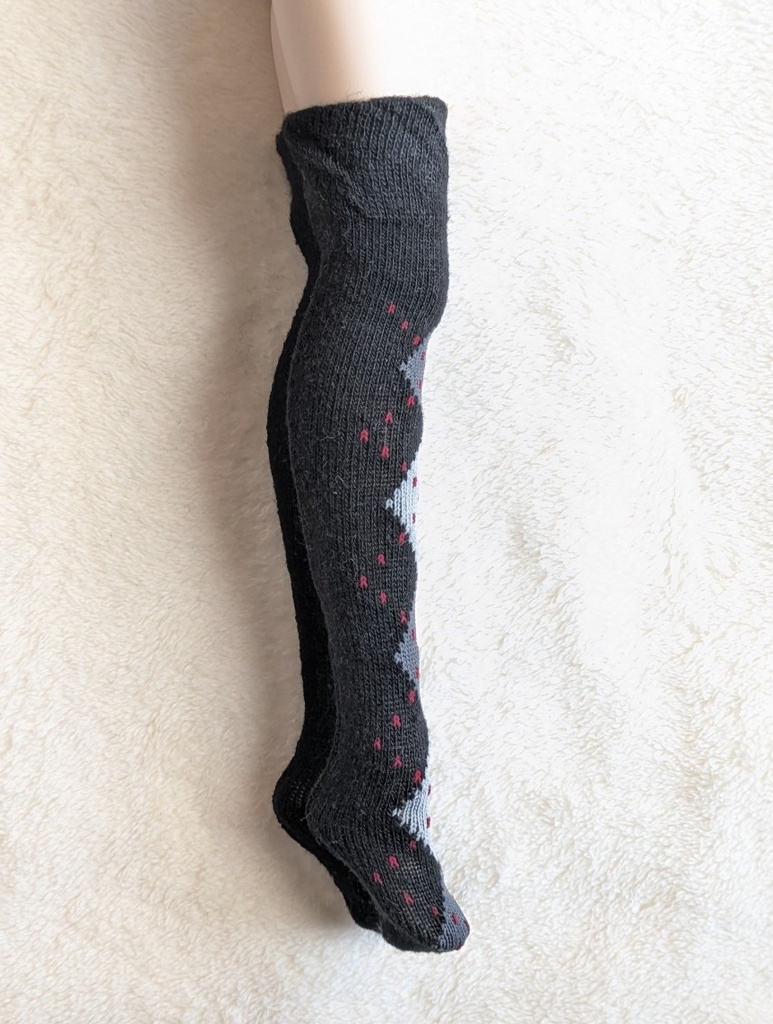 1/3フリーサイズニーソックス サイドアーガイル 黒・灰・赤