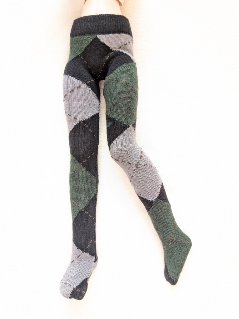 MDD系サイズ タイツ ビッグアーガイル 黒・緑・灰