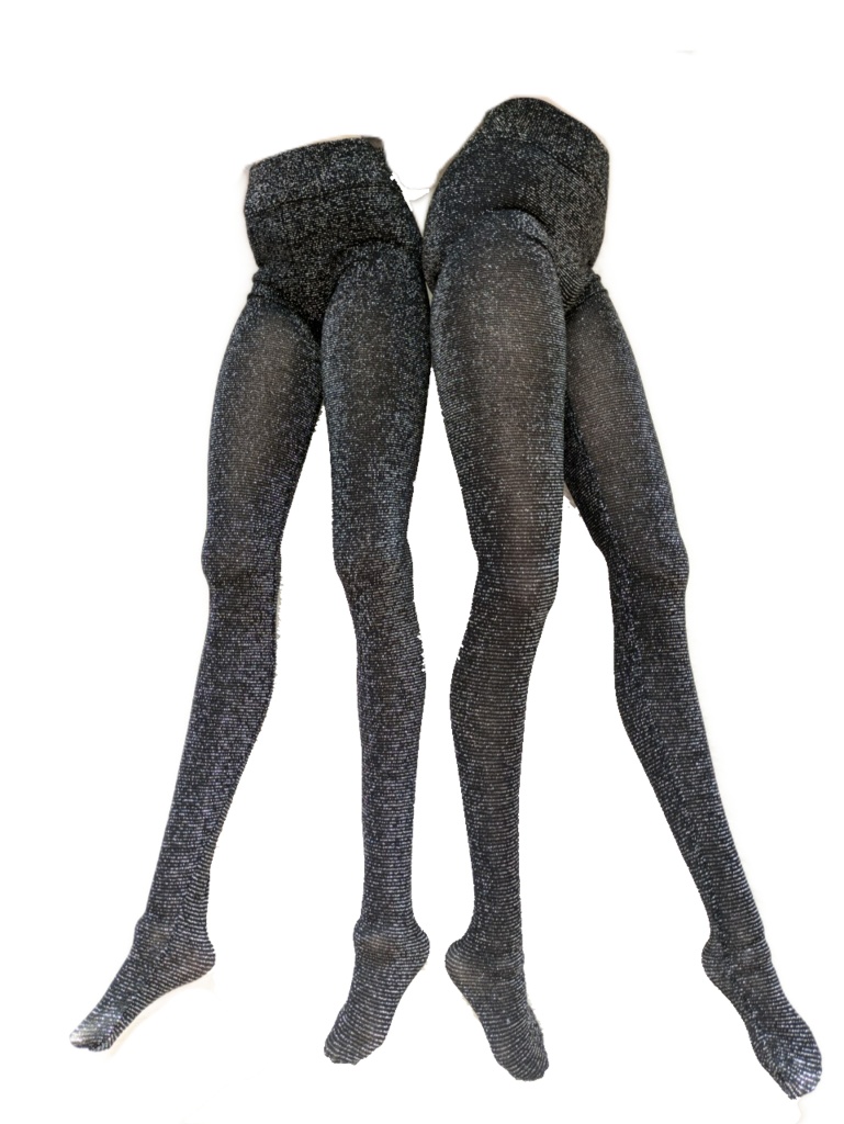 DDサイズ ハイゲージタイツ ブラック×シルバーラメ DDDY着用可能