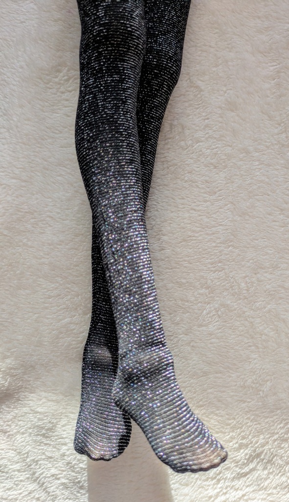 DDサイズ ハイゲージタイツ ブラック×シルバーラメ DDDY着用可能