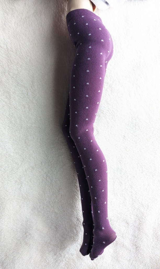 last1 DD系サイズ タイツ ピンドット パープル×ホワイト DDDY着用可能