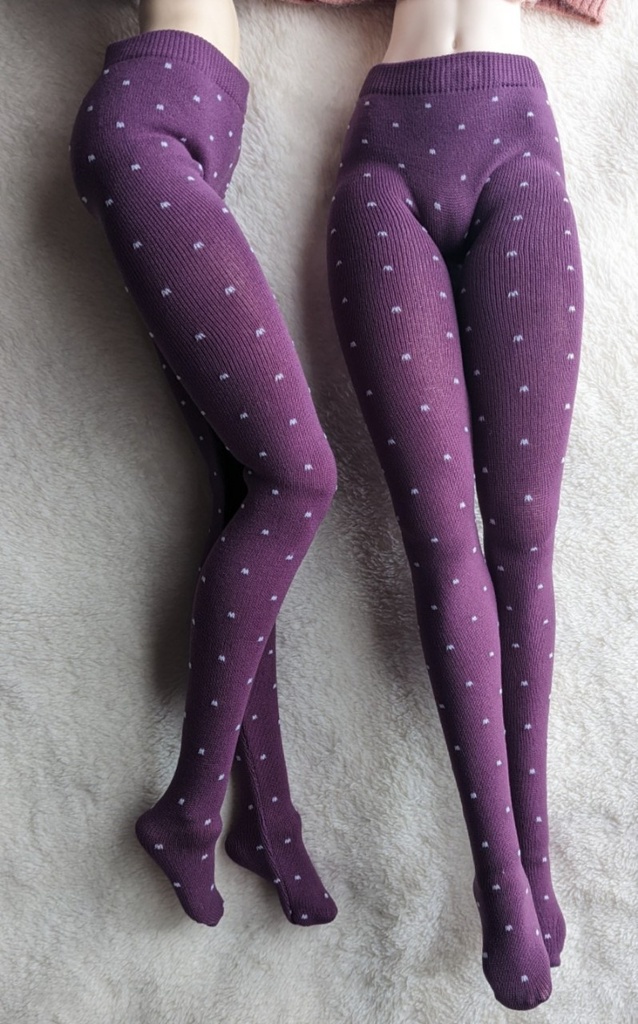 last1 DD系サイズ タイツ ピンドット パープル×ホワイト DDDY着用可能