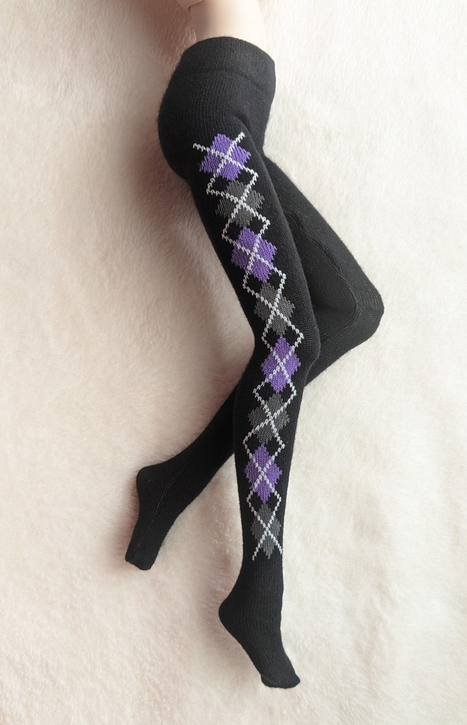 DDPサイズ タイツ サイドアーガイル 黒・紫・灰