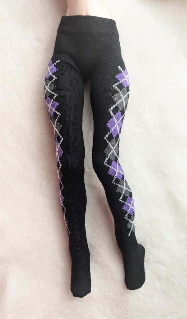 DDPサイズ タイツ サイドアーガイル 黒・紫・灰