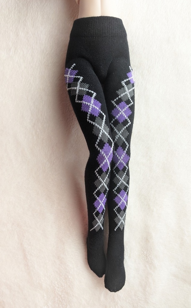 DDPサイズ タイツ サイドアーガイル 黒・紫・灰