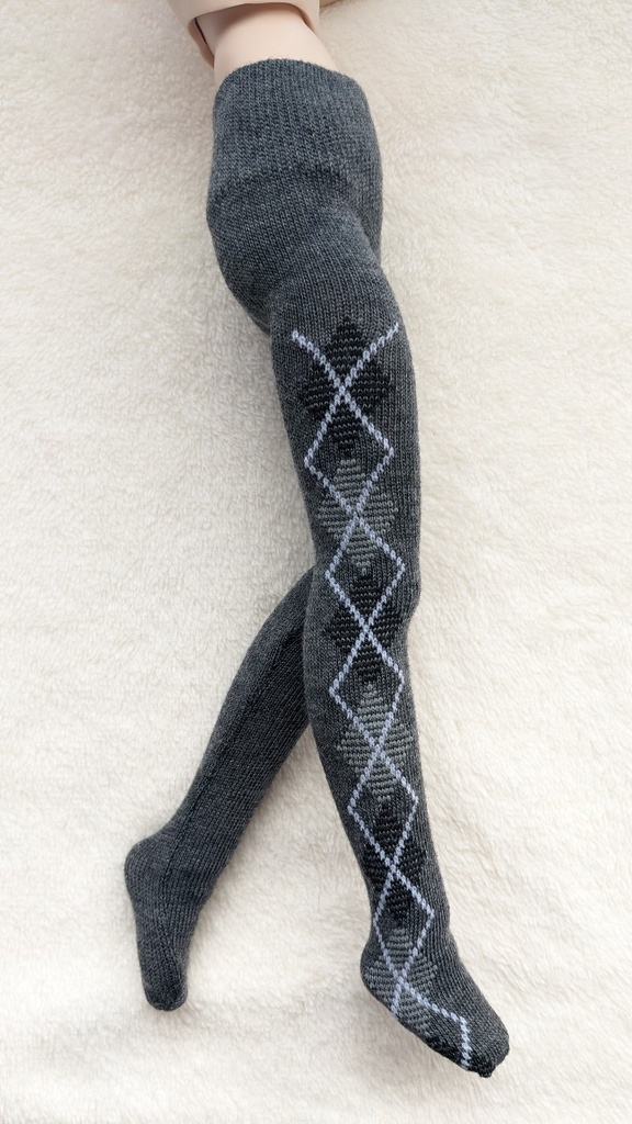 MDDサイズ タイツ サイドアーガイル 灰×黒×白 DDP着用可能