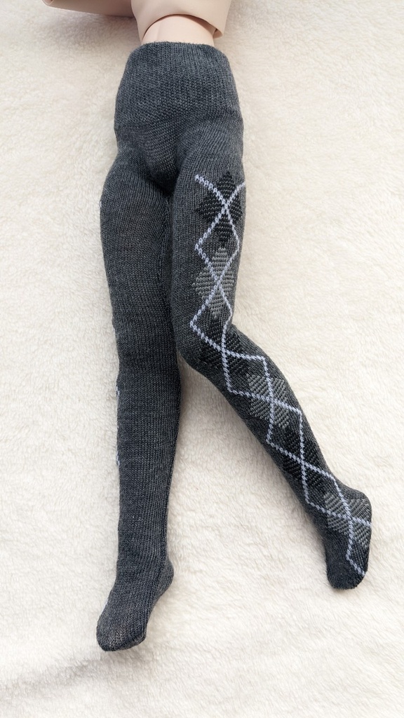 MDDサイズ タイツ サイドアーガイル 灰×黒×白 DDP着用可能