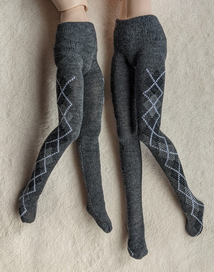 MDDサイズ タイツ サイドアーガイル 灰×黒×白 DDP着用可能