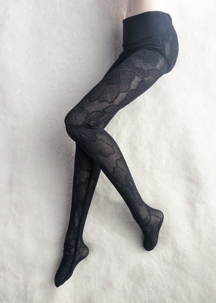 DDPサイズ ハイゲージタイツ アネモネ クリアブラック