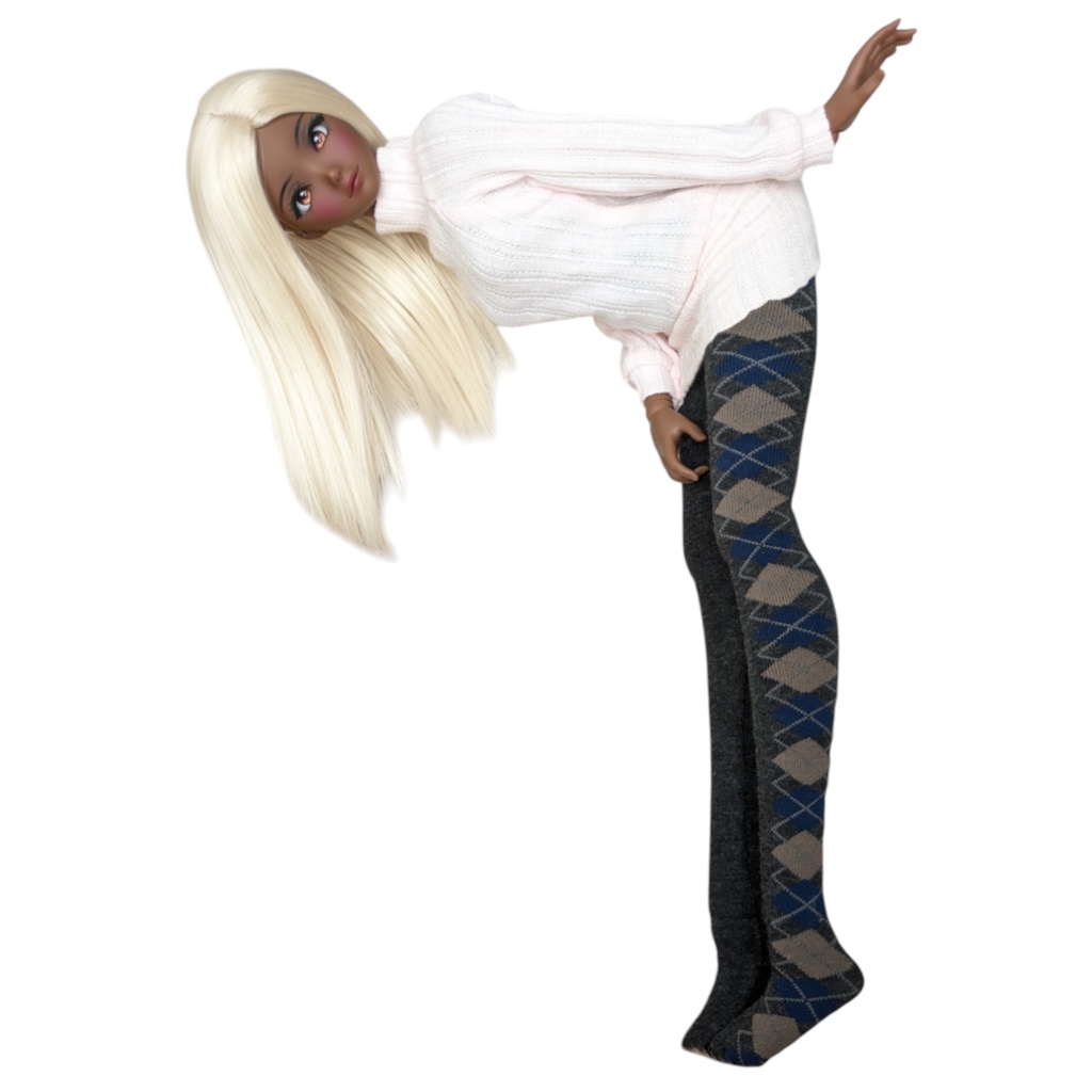 last1 DDサイズ タイツ サイドアーガイル 灰・青・ミルクティ DDDY・スマートドール着用可能