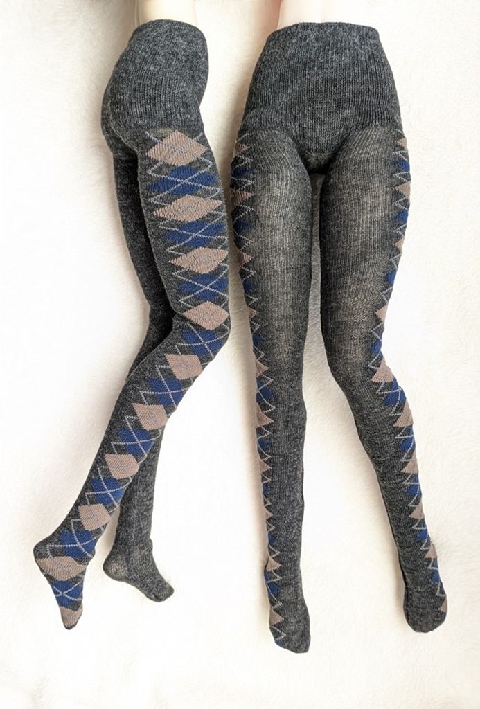 last1 DDサイズ タイツ サイドアーガイル 灰・青・ミルクティ DDDY・スマートドール着用可能