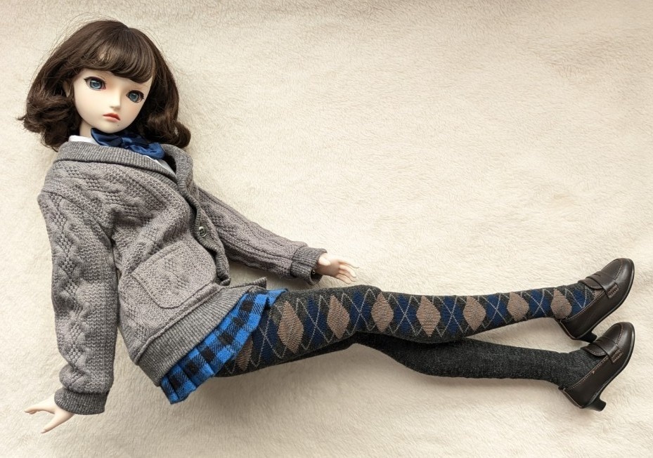 last1 DDサイズ タイツ サイドアーガイル 灰・青・ミルクティ DDDY・スマートドール着用可能