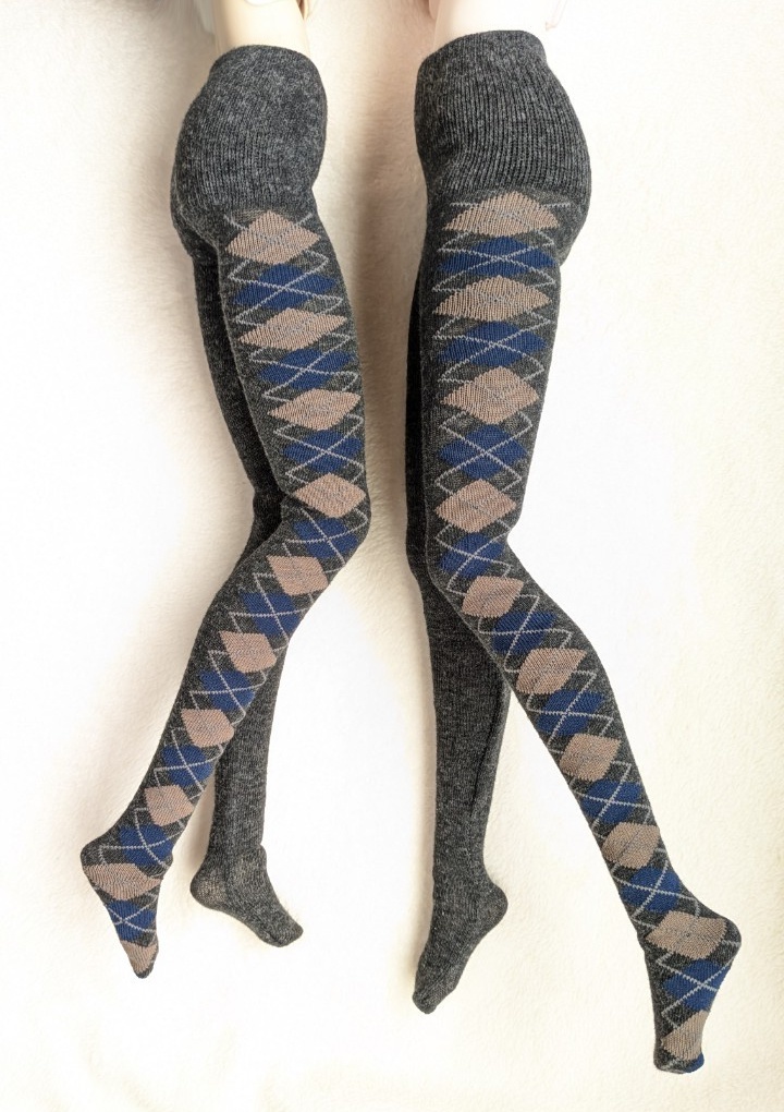 last1 DDサイズ タイツ サイドアーガイル 灰・青・ミルクティ DDDY・スマートドール着用可能