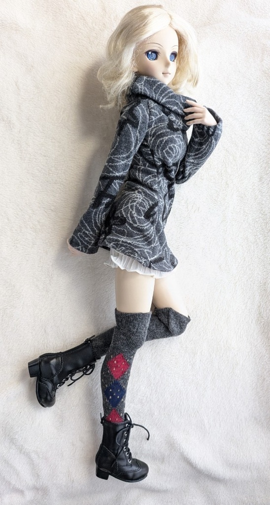 last1委託中 1/3フリーサイズ ニーソックス サイドアーガイル 灰・赤・青 MDD,DDP,DD,DDDY着用可能