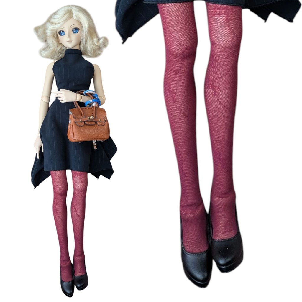 last1 DDサイズ ハイゲージタイツ モノグラムクロス クリアボルドー DDDY着用可能