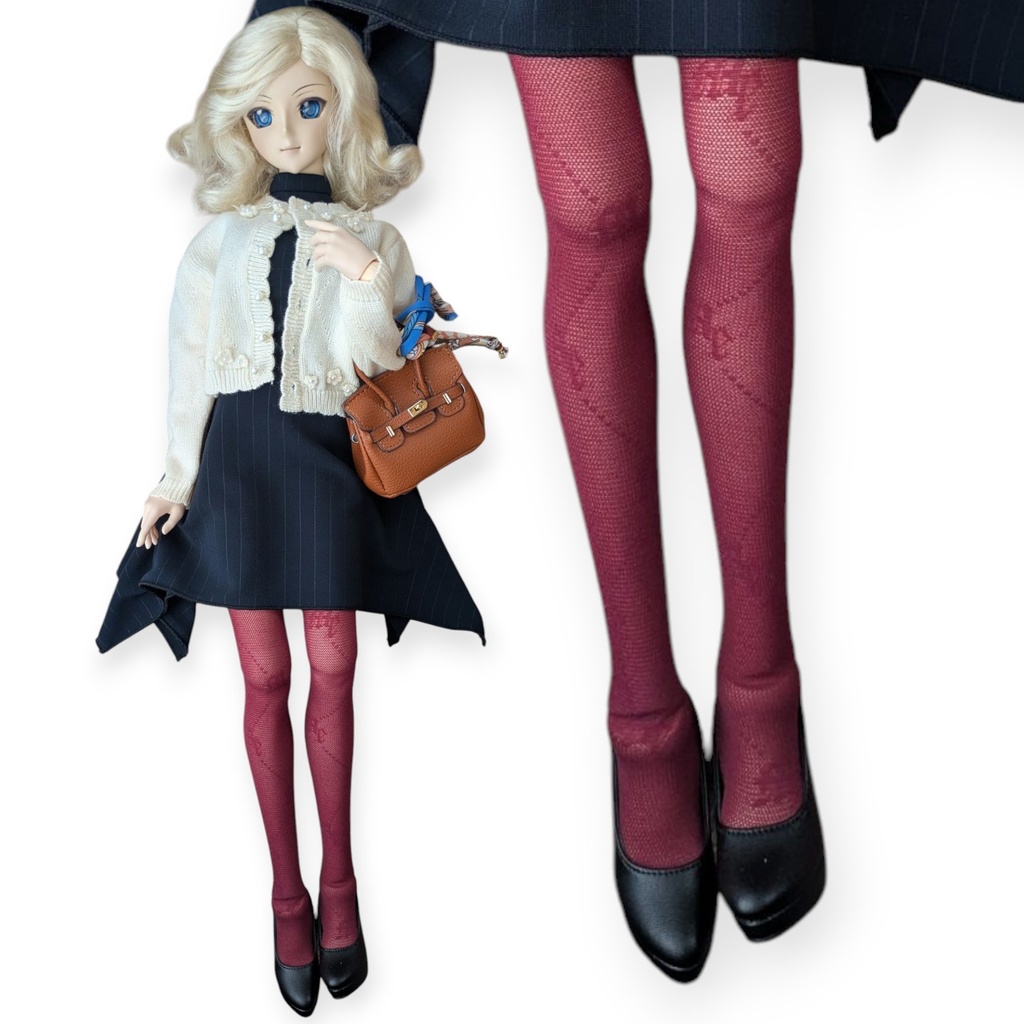 last1 DDサイズ ハイゲージタイツ モノグラムクロス クリアボルドー DDDY着用可能