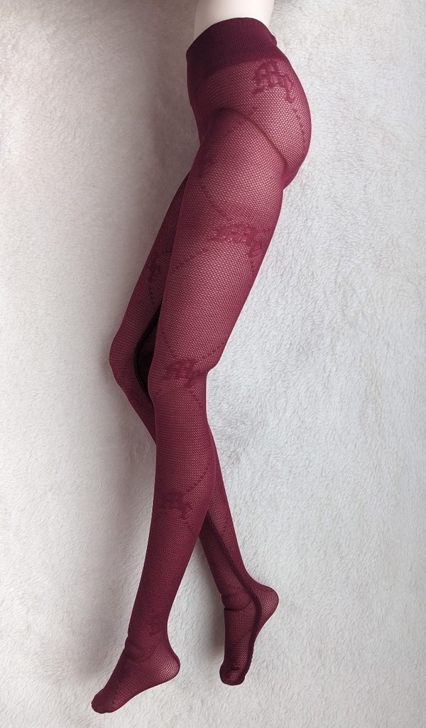 last1 DDサイズ ハイゲージタイツ モノグラムクロス クリアボルドー DDDY着用可能