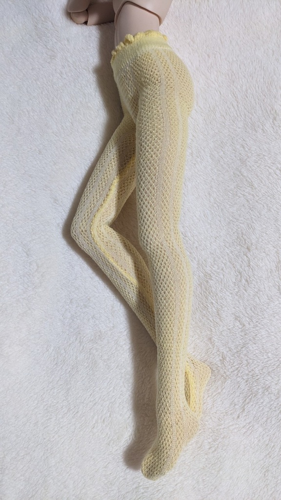 last1 DDPサイズ タイツ メッシュストライプ ひよこイエロー オビツ50系着用可能