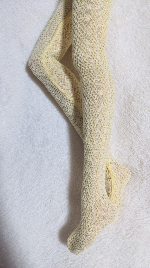 last1 DDPサイズ タイツ メッシュストライプ ひよこイエロー オビツ50系着用可能