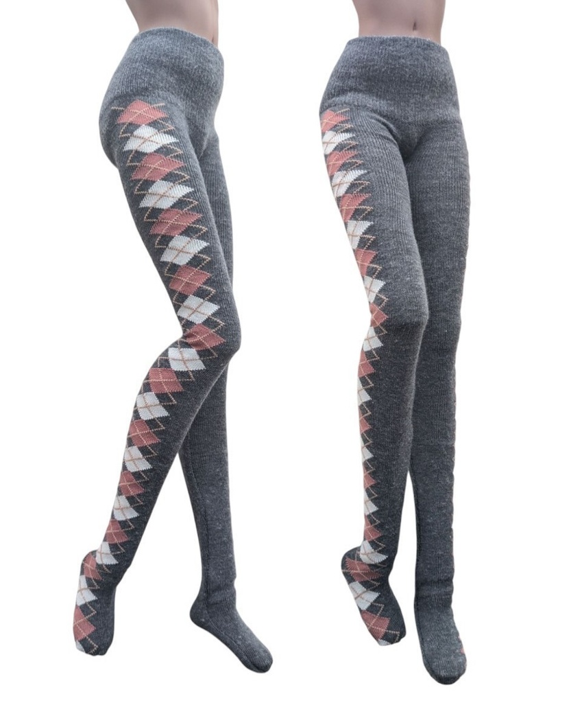 DDサイズ タイツ サイドアーガイル 灰・ピンク・白 DDDY・スマートドール着用可