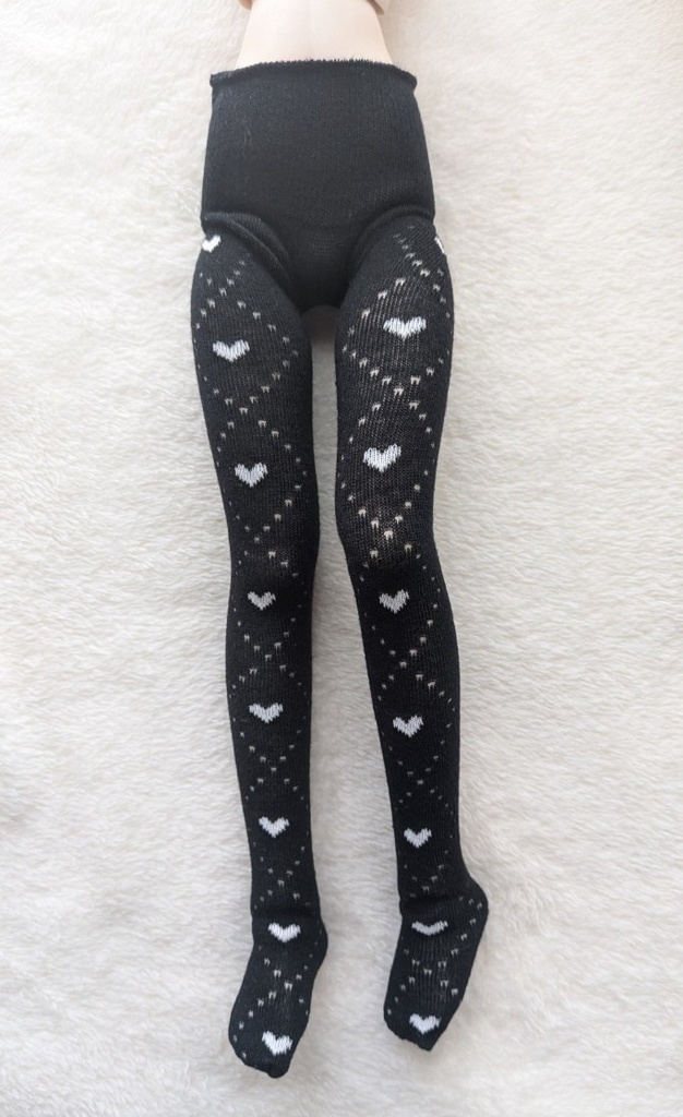 MDDサイズ ハイゲージタイツ サイドハートアーガイル ブラック