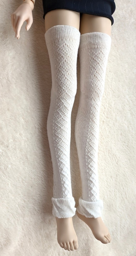 フリーサイズ レッグウォーマー アーガイルライン ホワイト MDD,DDP,DD、DDDY、SD、スマートドールなど着用可能