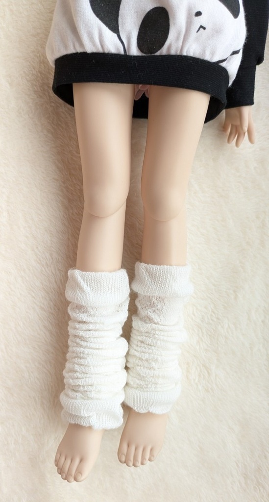 フリーサイズ レッグウォーマー アーガイルライン ホワイト MDD,DDP,DD、DDDY、SD、スマートドールなど着用可能