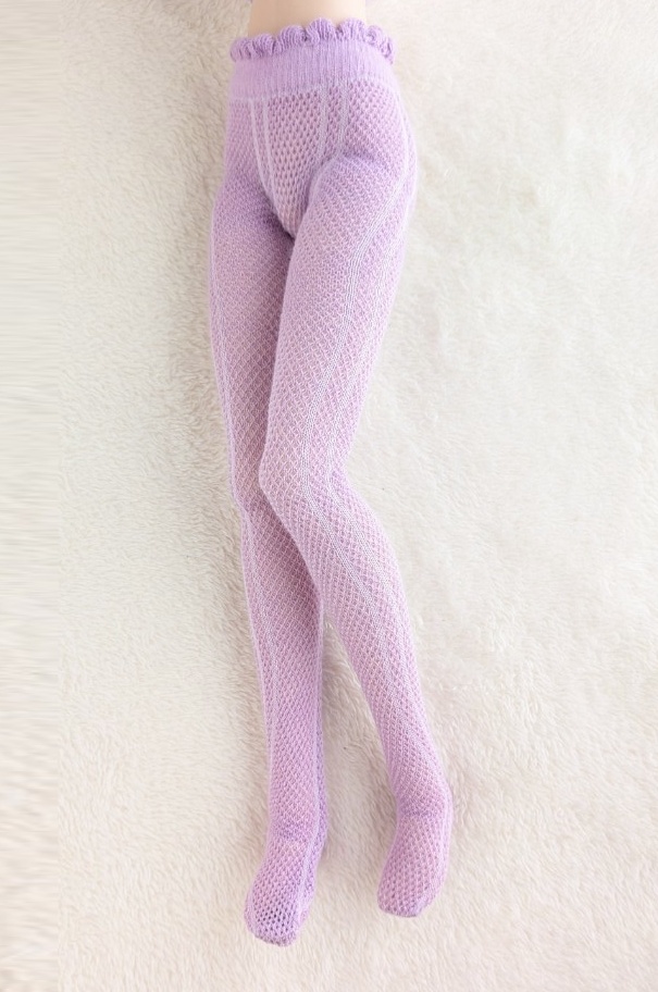 DDPサイズ タイツ メッシュストライプ ライラック