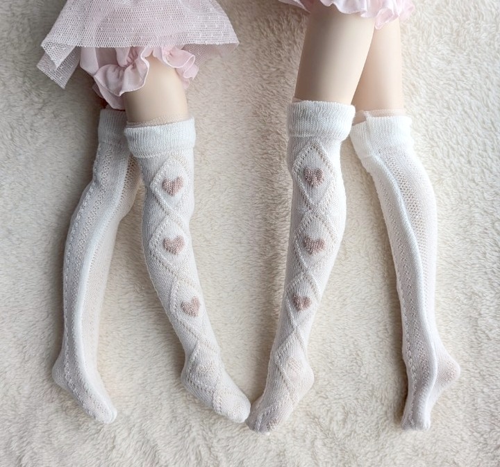新作 ニーソックス ホイップダイヤハート ホワイト・ピンクラメ MDD DDP DD DDDy SD スマートドール着用可