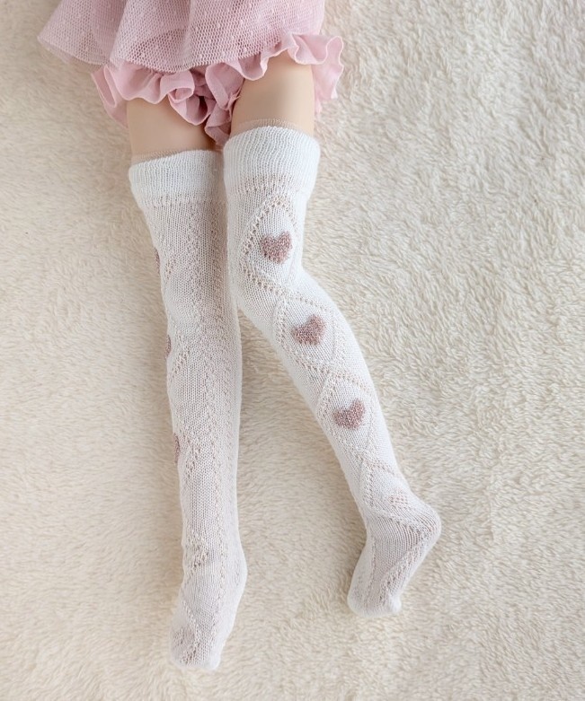 新作 ニーソックス ホイップダイヤハート ホワイト・ピンクラメ MDD DDP DD DDDy SD スマートドール着用可