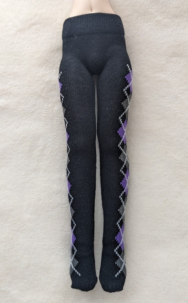 再販 MDDサイズ タイツ サイドアーガイル 黒・紫・灰