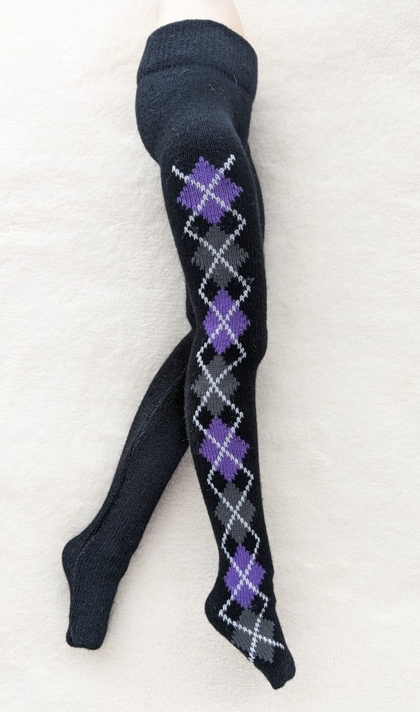 再販 MDDサイズ タイツ サイドアーガイル 黒・紫・灰