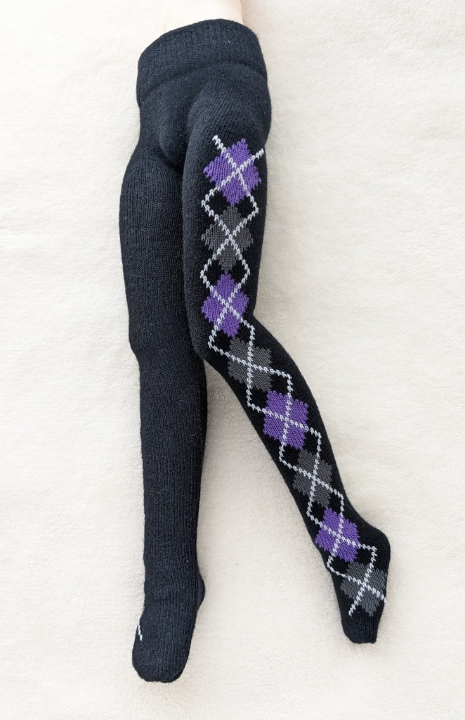 再販 MDDサイズ タイツ サイドアーガイル 黒・紫・灰